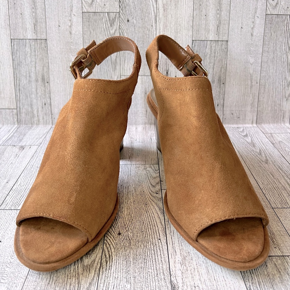 Women’s suede peep toed heels size 7.5